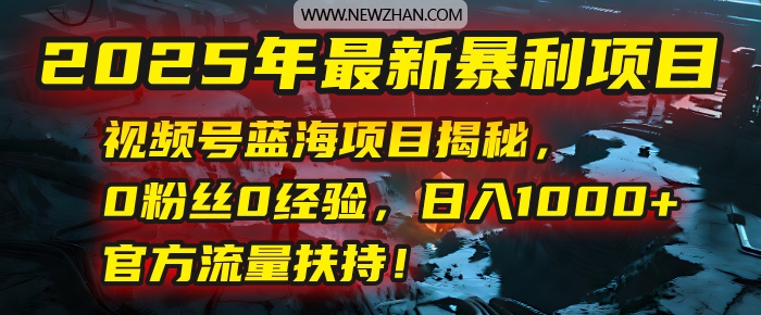2025年最新暴利项目：视频号蓝海项目揭秘，0粉丝0经验，日入1000+，官方流量扶持！